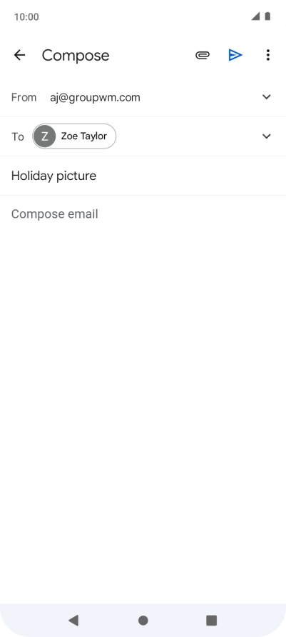 Press the text input field and write the text for your email message.