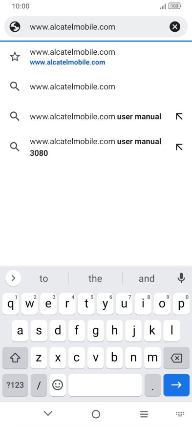 Key in the address of the required web page and press arrow right.