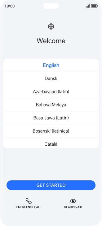 Press the required language.