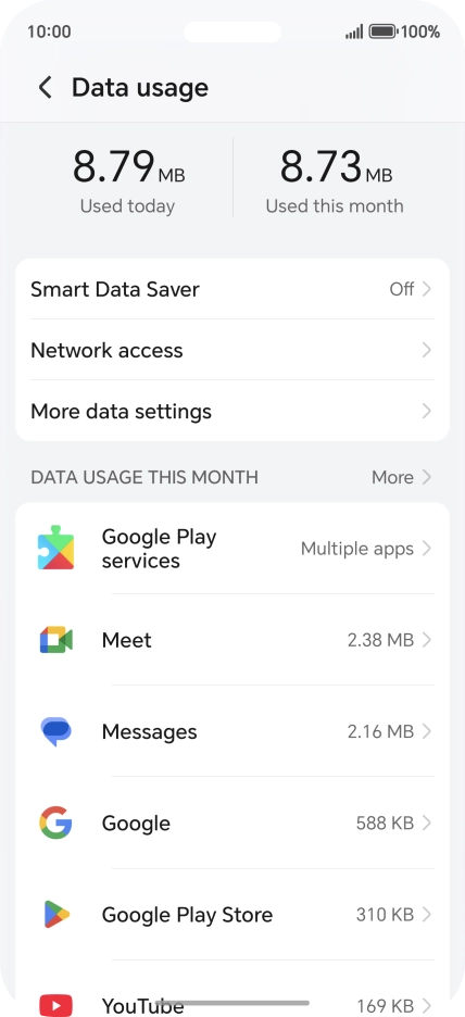 The total data usage is displayed.