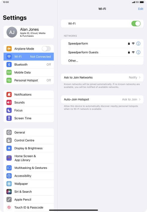Press the required Wi-Fi network and key in the password for the Wi-Fi network.