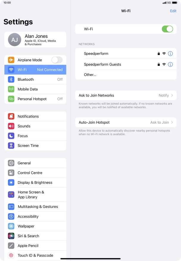 Press the required Wi-Fi network and key in the password for the Wi-Fi network.