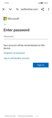 Press Password and key in the password for your email account.