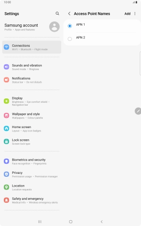 Press the field next to the data connection to activate it. Press the field next to the data connection to activate it.