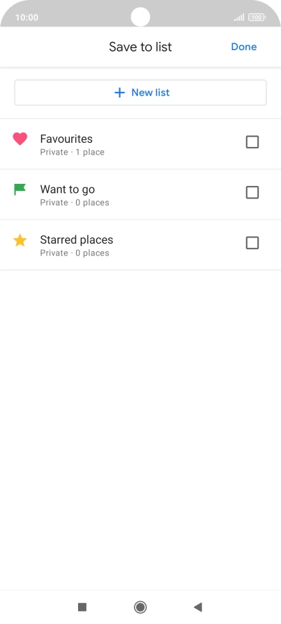 If you select New list, follow the instructions on the screen to create a new list.