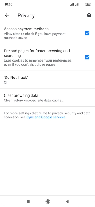 Press Clear browsing data.