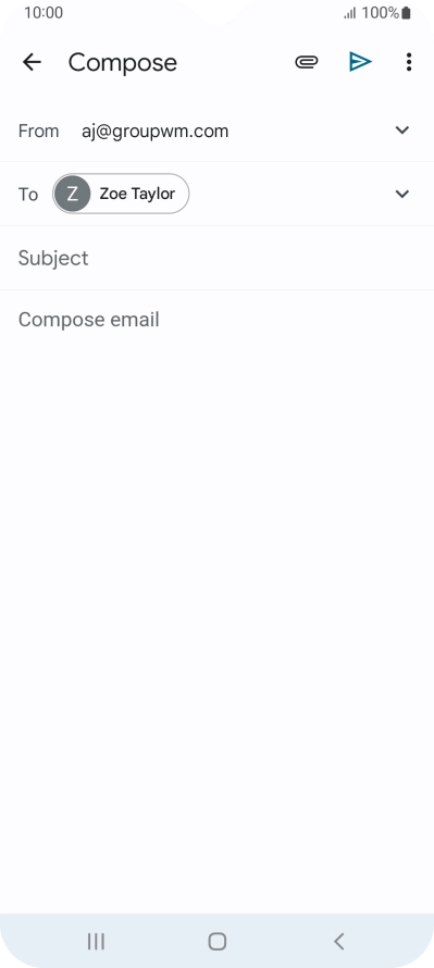 Press Subject and key in the subject for the email message.