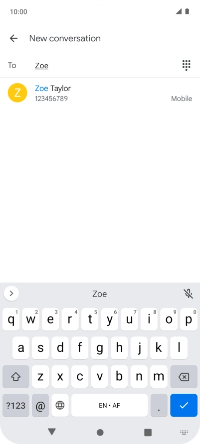 Key in the first letters of the recipient's name and press the required contact.