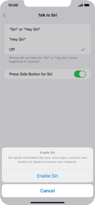 Press Enable Siri.