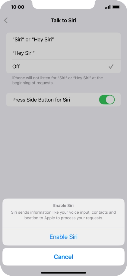 Press Enable Siri.
