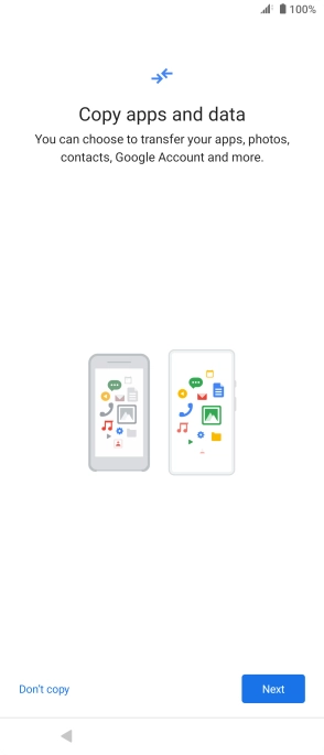 You can transfer the contents of another phone to your phone when it's activated for the first time and after a factory reset. When this screen is displayed, your phone is ready to transfer contents from another phone.