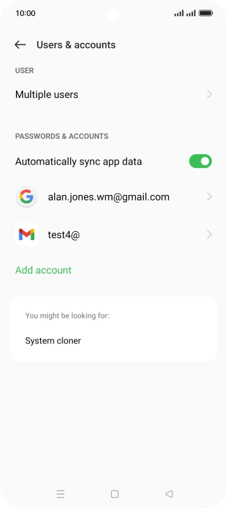 Press the required email account.