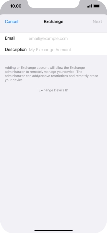 Press Email and key in your email address.