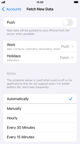 If you turn off the function, press the required setting.