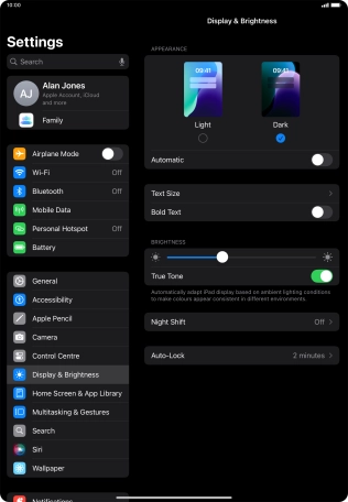Press the indicator next to 