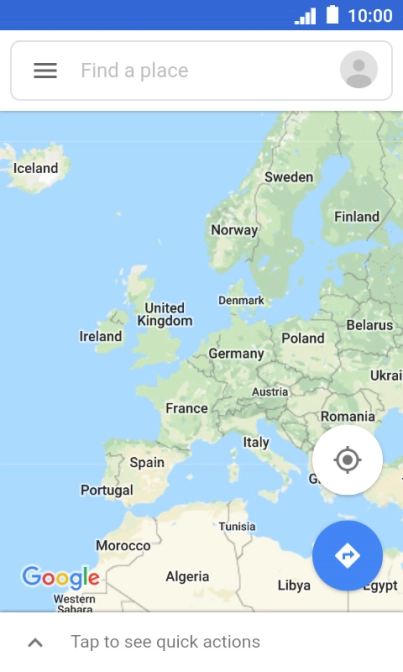 Press the search field and key in the required destination.