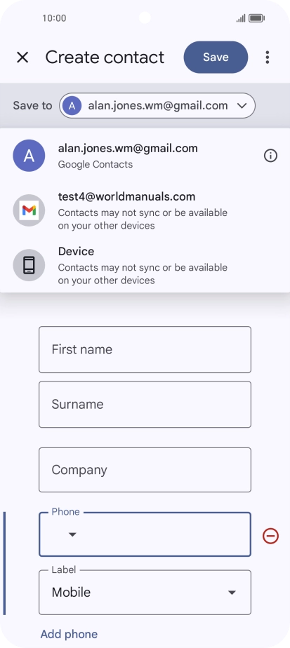 Press the required Google account.