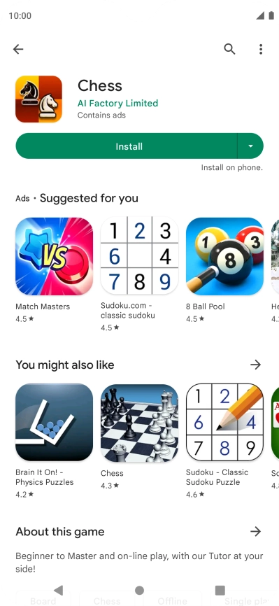 Press Install and follow the instructions on the screen to install the app.