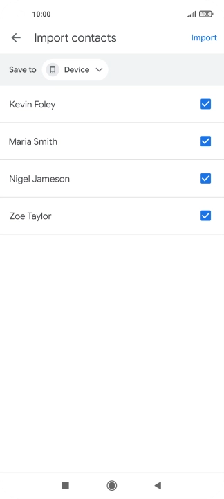 Press the fields next to the required contacts to select them.