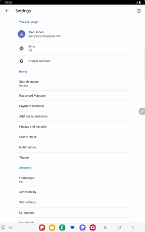 Press Privacy and security.