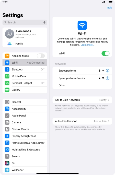 Press the required Wi-Fi network and key in the password for the Wi-Fi network.