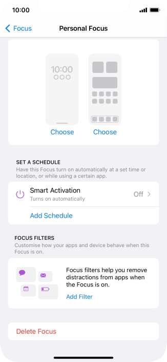 Press the required setting below 