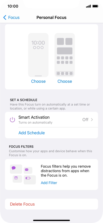 Press the required setting below 