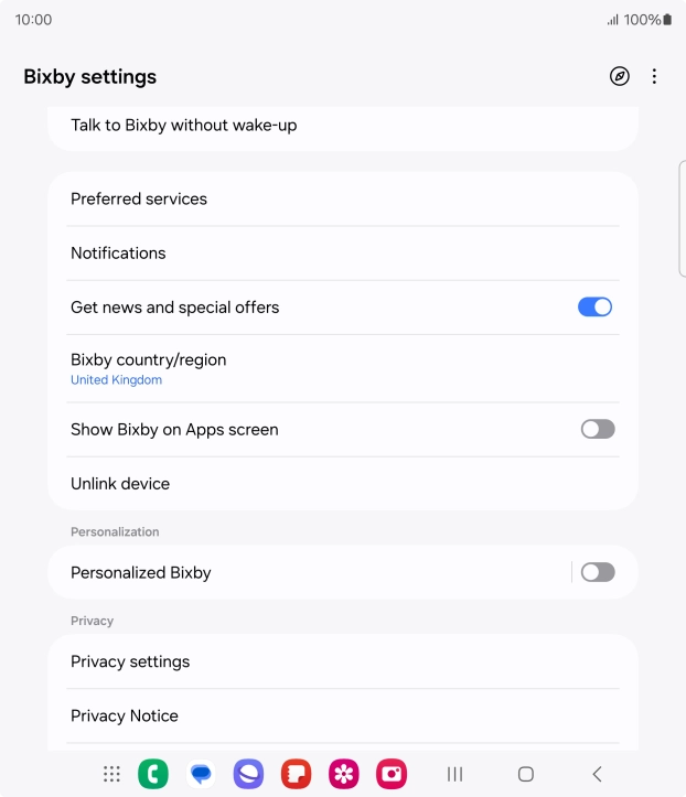 Press Bixby country/region and follow the instructions on the screen to select the required country or region. Press Bixby country/region and follow the instructions on the screen to select the required country or region.