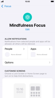 Press People and follow the instructions on the screen to select which contacts you would like to receive calls and notifications from when the selected focus mode is active.