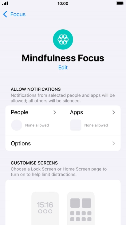Press People and follow the instructions on the screen to select which contacts you would like to receive calls and notifications from when the selected focus mode is active.