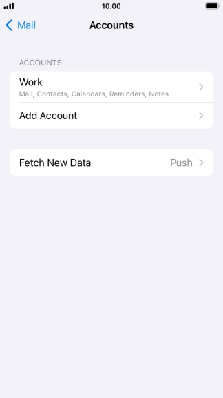 Press the name of the Exchange email account you've just set up.