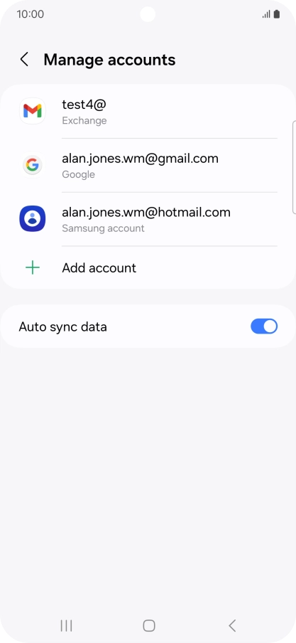 Press the required email account.