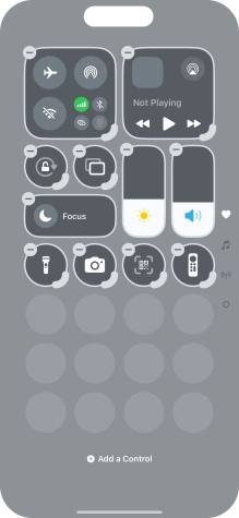 Press Add a Control and follow the instructions on the screen to add the required function to Control Centre.