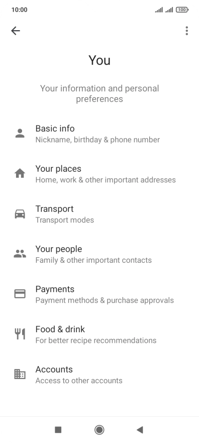 Press Basic info and follow the instructions on the screen to select phone owner settings.