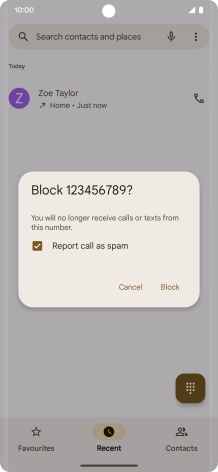 To report the number as spam, press the field next to To report the number as spam, press the field next to
