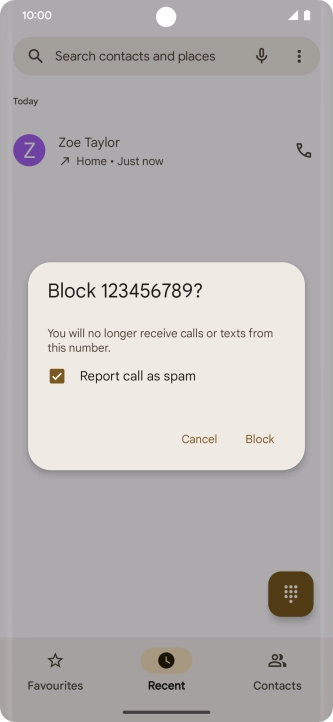 To report the number as spam, press the field next to To report the number as spam, press the field next to