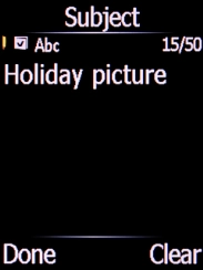 Key in the required subject and press the Left selection key.