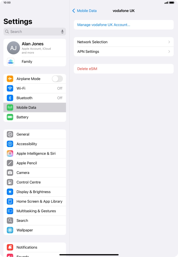 Press Delete eSIM. Press Delete eSIM.