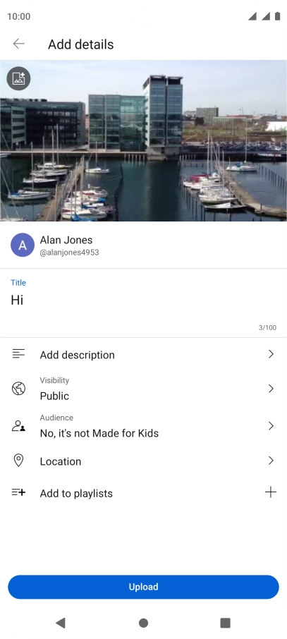 Key in the required text and press Upload.