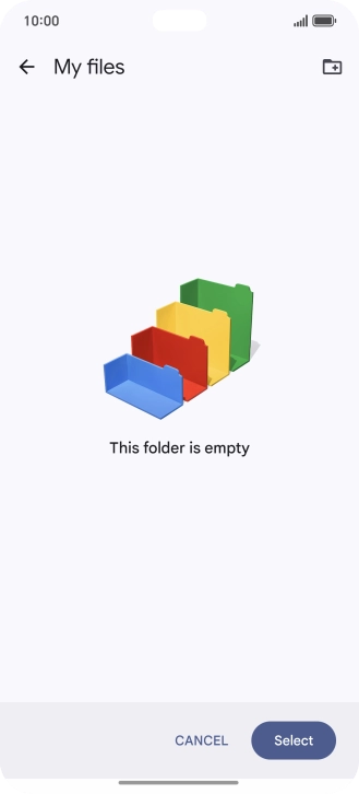 To create a new folder, press the new folder icon and follow the instructions on the screen to create a new folder.