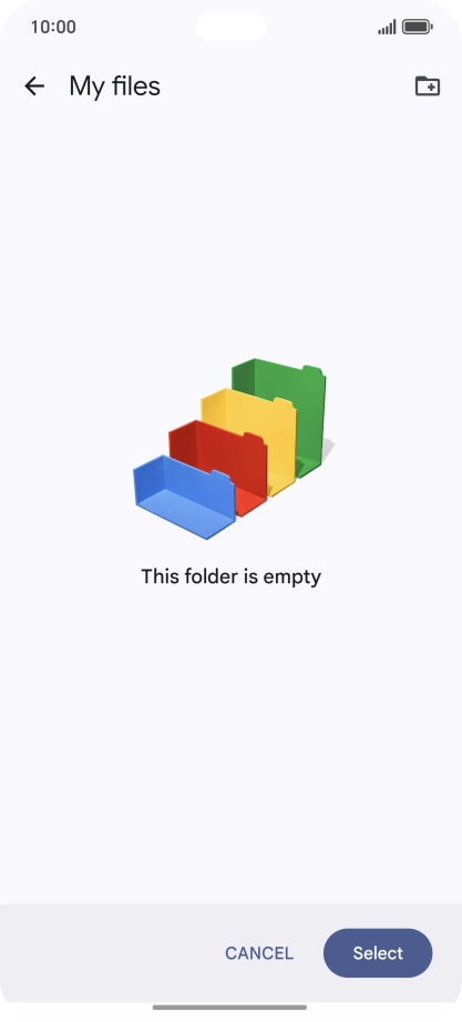 To create a new folder, press the new folder icon and follow the instructions on the screen to create a new folder.