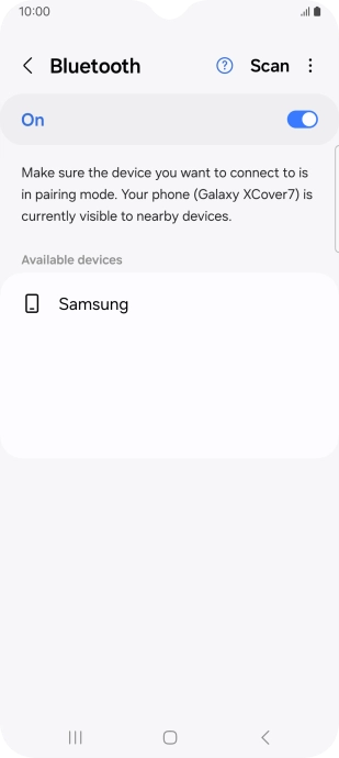 Press the required Bluetooth device and follow the instructions on the screen to pair the device with your phone.