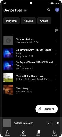 Press the required audio file.