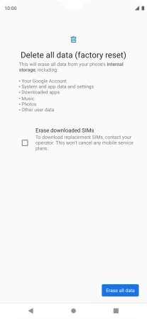 Press Erase all data.