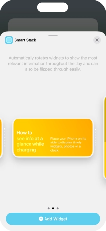 Slide your finger right or left on the screen to select the required widget size.