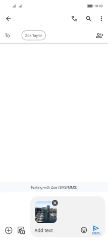 Press the text input field and write the text for your picture message.