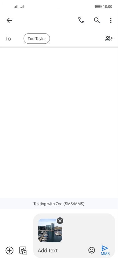 Press the text input field and write the text for your picture message.