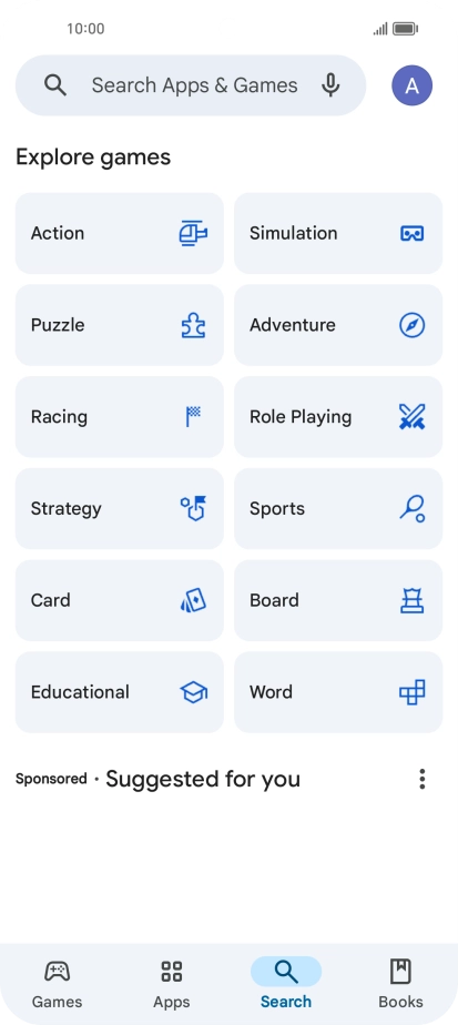 Press the search field.