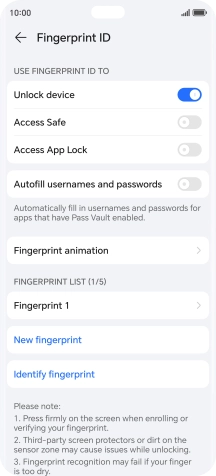 Press the required settings.
