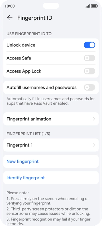 Press the required settings.